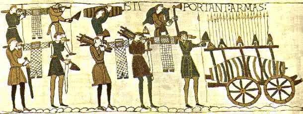 Scene from part of the Bayeux Tapestry